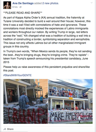 Illustration for article titled Tulane's KA Frat Builds Sandbag Wall Around House That Reads 'Make America Great Again'Â